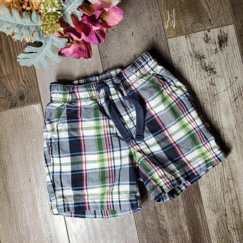 Gymboree Plaid Baby Boy Shorts 6-12m 100% Cotton EUC